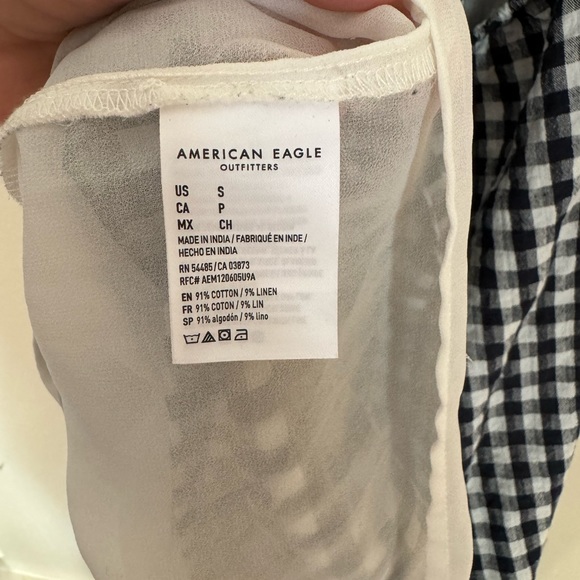 American Eagle S Black White Gingham Check Open Back Mini Dress - Picture 5 of 7